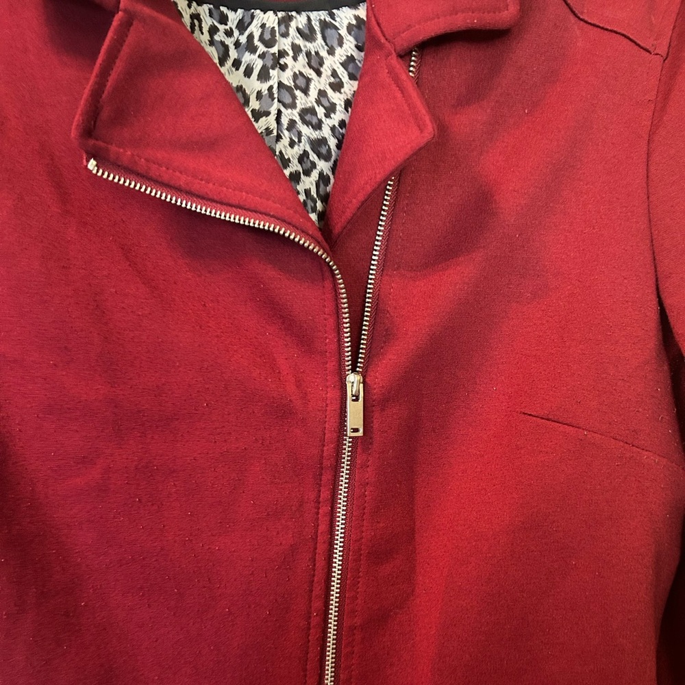 Jules & Leopold Maroon Jacket with Asymmetrical Zipper - Picture 2 of 3